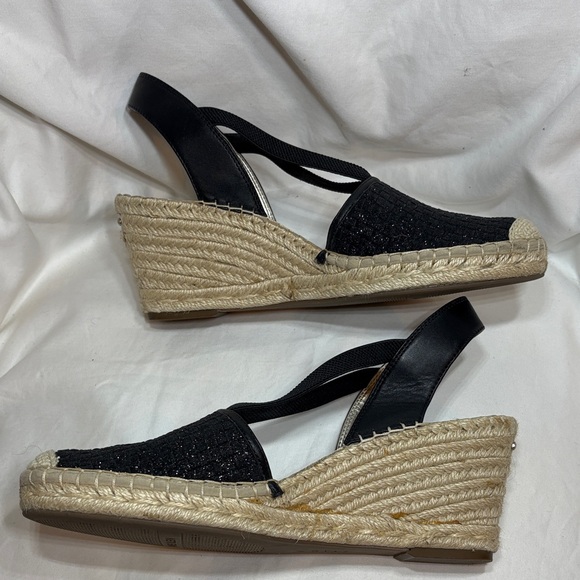 Anne Klein Aneesa Espadrille Wedge Sandals Black 9.5 - Picture 6 of 12